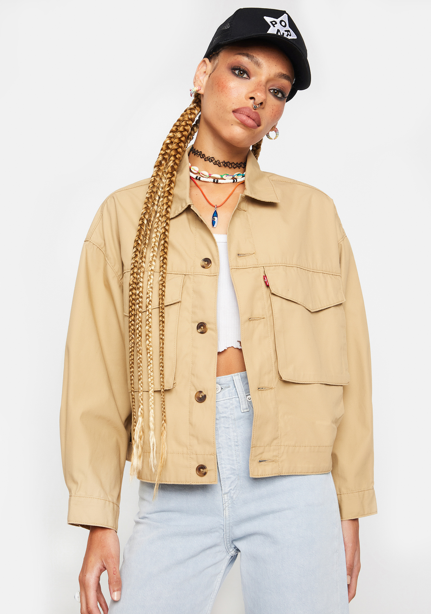 loose utility trucker jacket