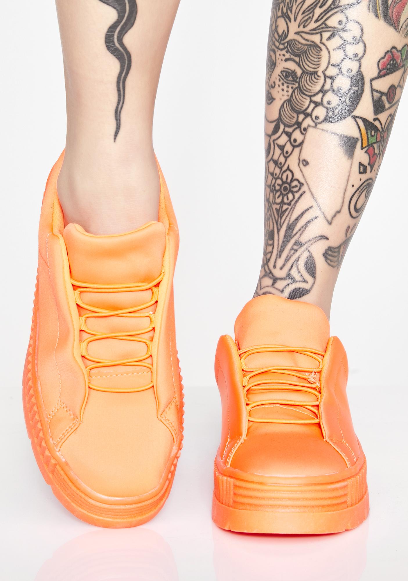 neon orange platform shoes