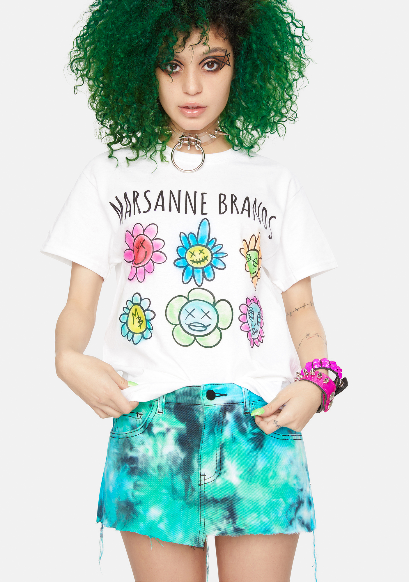 Marsanne Brands Flower Face Graphic Tee | Dolls Kill