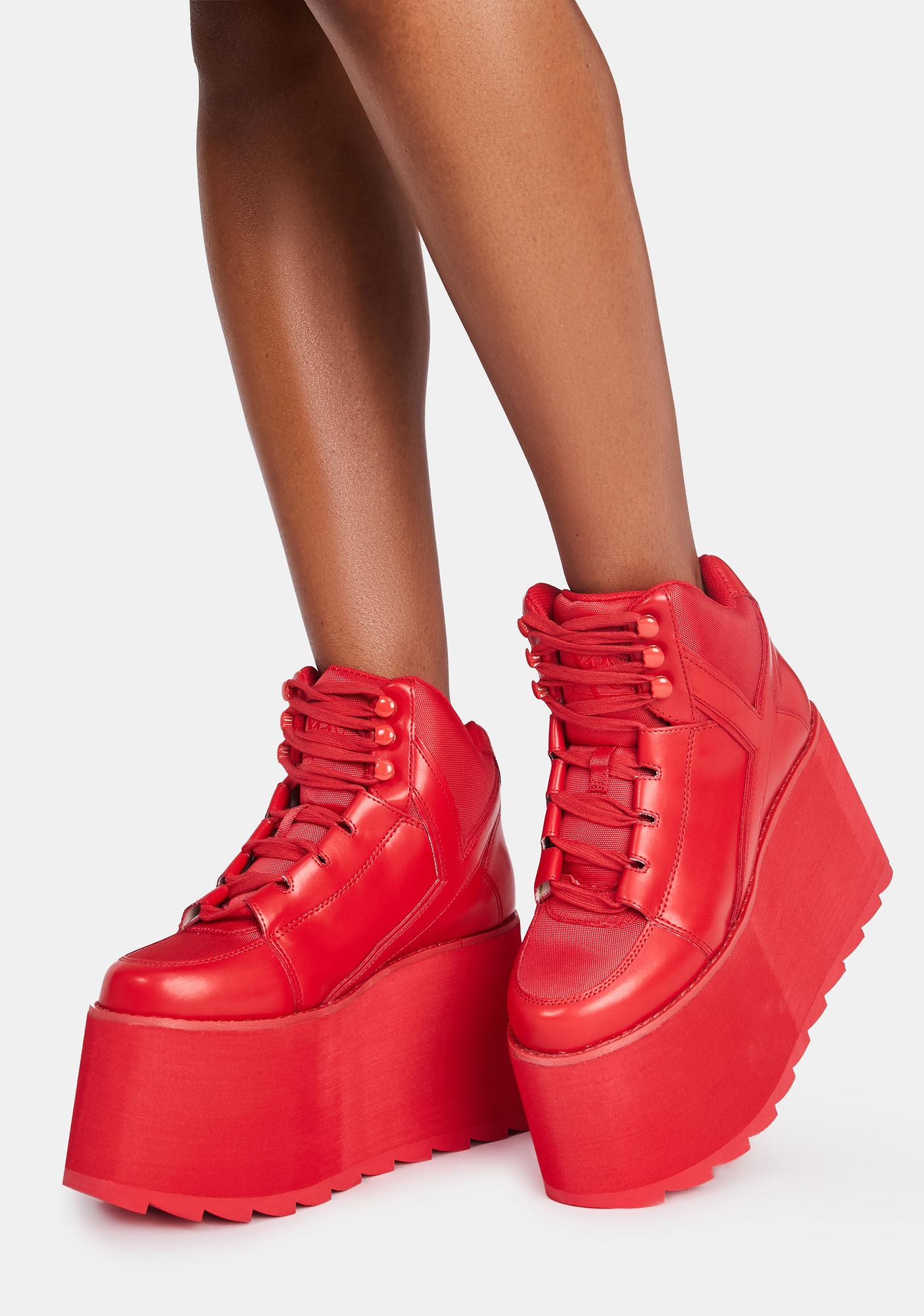Y.R.U. Red Qozmo Platform Sneakers 