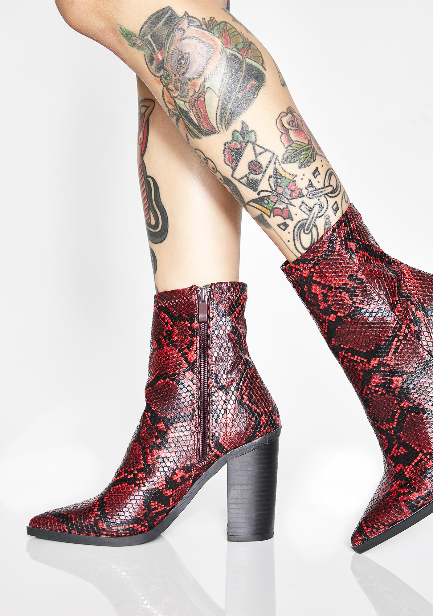 red snake boots