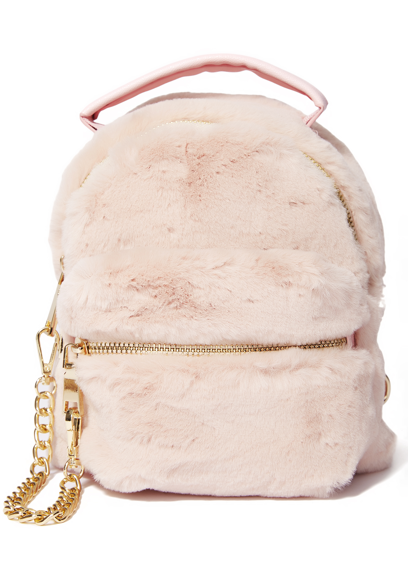 pink fuzzy mini backpack