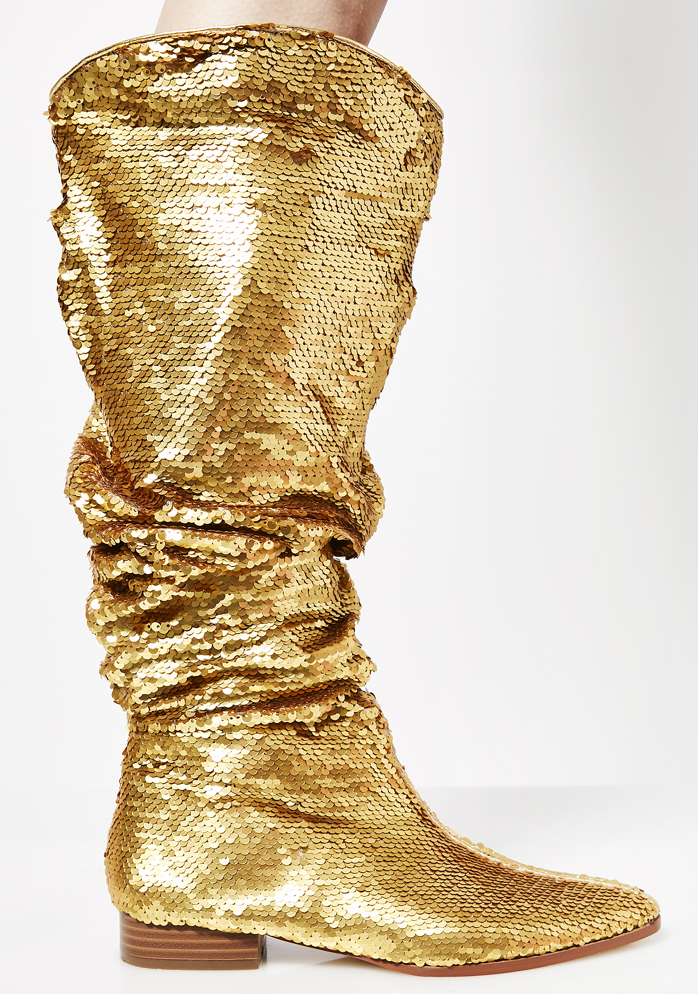 gold slouch boots
