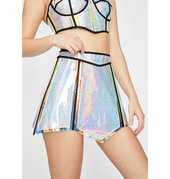 Club Exx Hologram Confetti Iridescent Vinyl Mini Skirt Dolls Kill