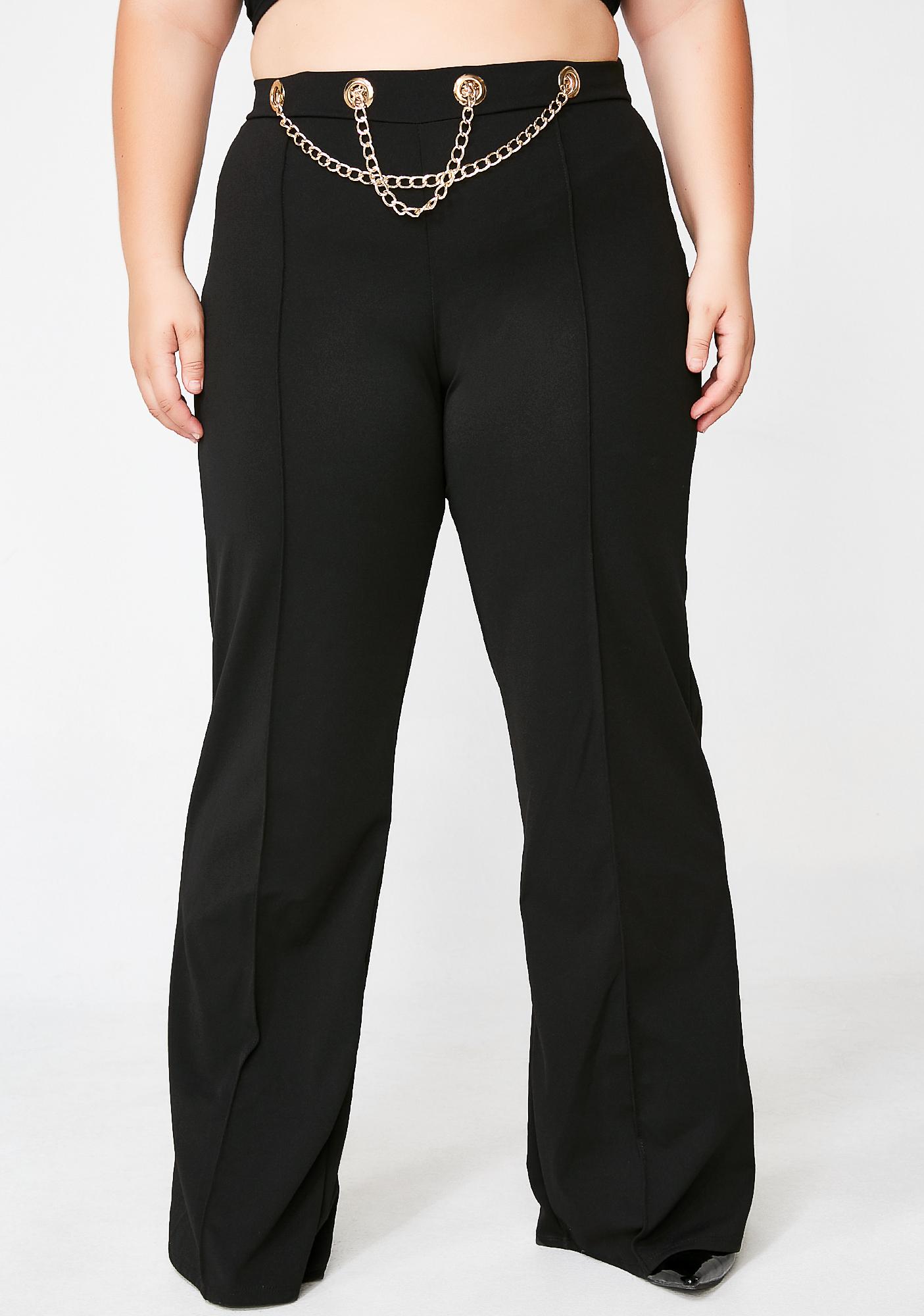 high waisted pants with chain