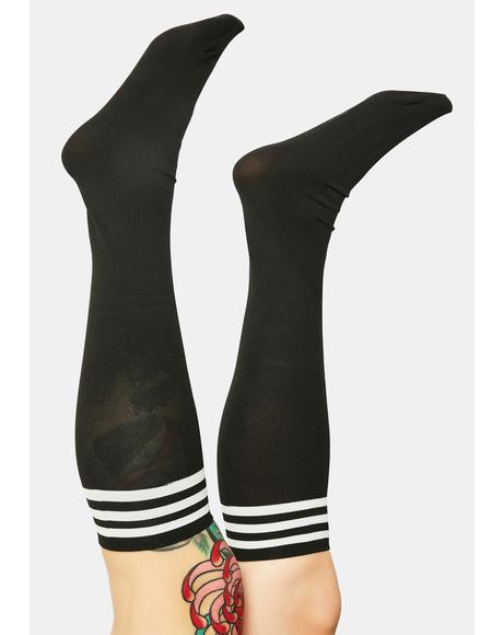 Thigh High Striped Black Socks Dolls Kill