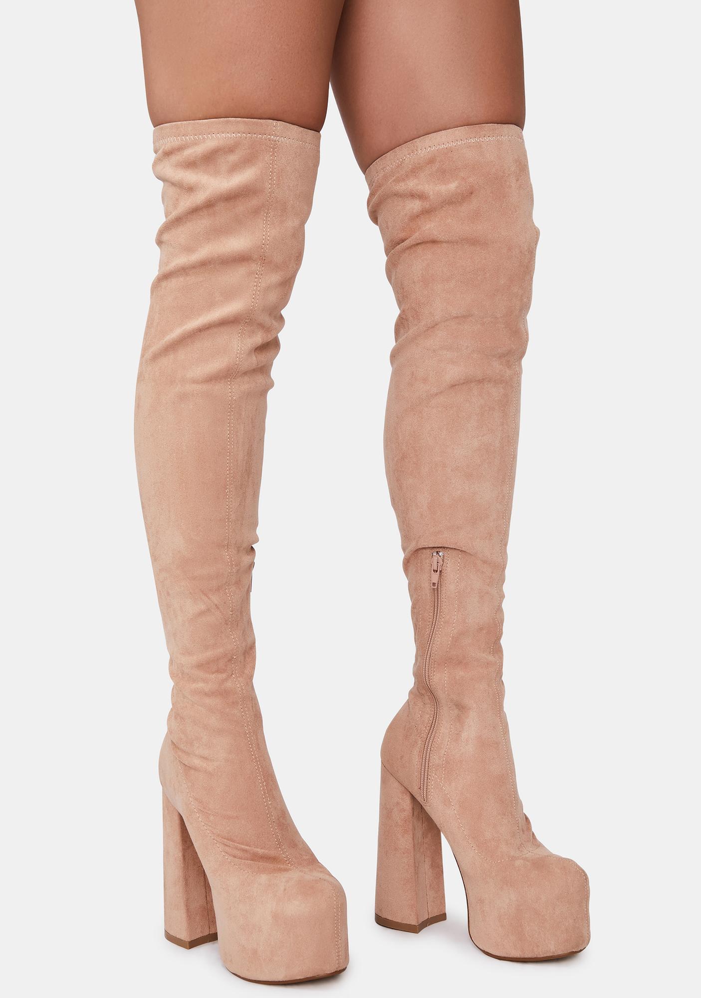 knee high nude boots