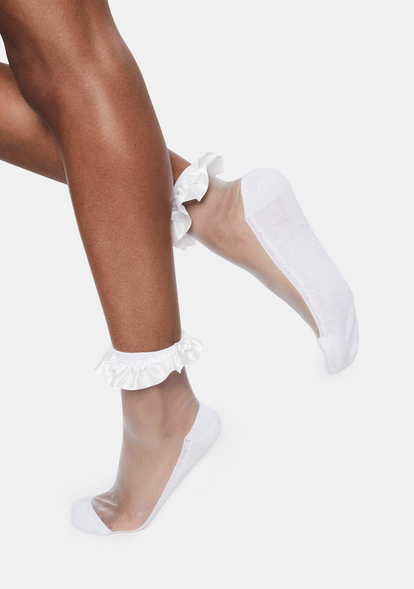 Sheer Ruffle Socks White Dolls Kill