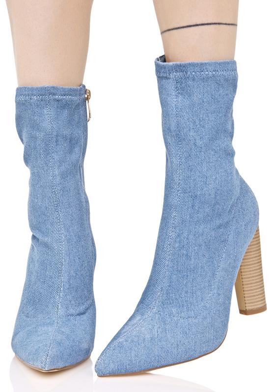 denim sock boots