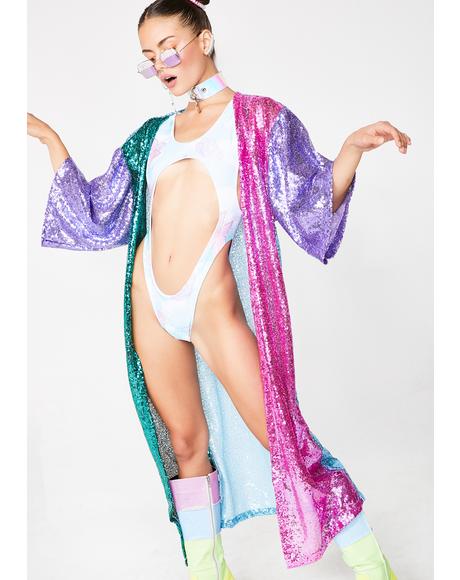 Jaded London Rainbow Sequin Maxi Kimono Dolls Kill 