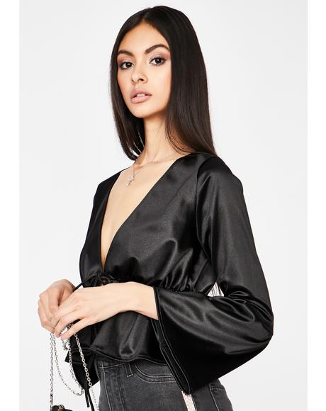 Noir First Date Kiss Satin Blouse