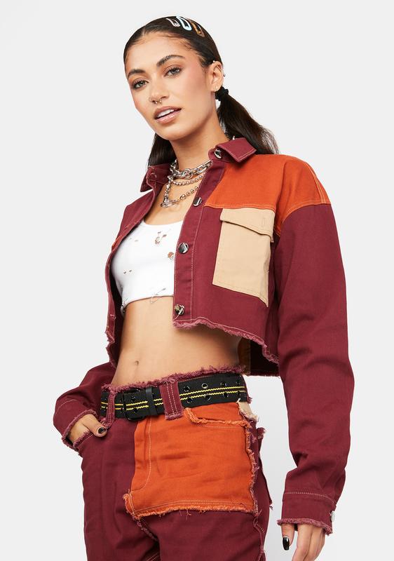 cropped orange jacket
