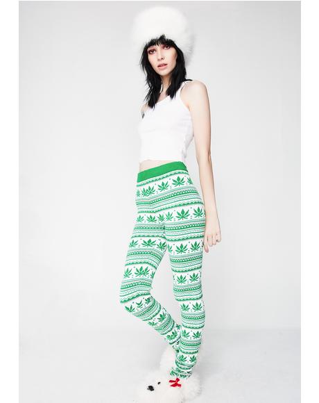Christmas Weed Leaf Leggings