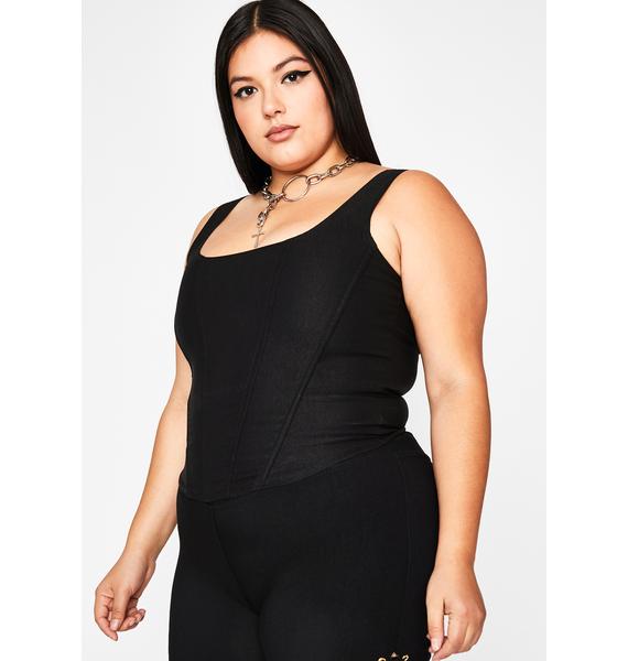 Plus Size Black Corset Bodycon Tank Top Dolls Kill