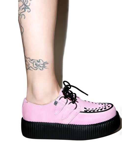 T.U.K. Baby Pink Suede Mondo Creepers Dolls Kill