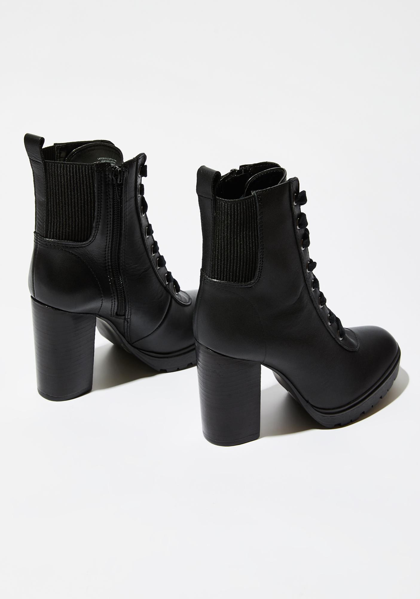 Steve Madden Black Leather Latch Boots | Dolls Kill