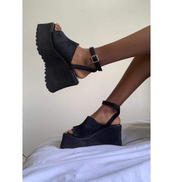 Delia's Square Toe Platform Sandals - Black | Dolls Kill