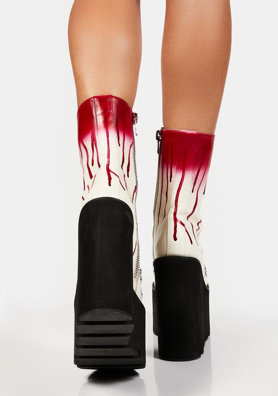 Trickz N Treatz Dripping Blood Wedge Platform Boots | Dolls Kill
