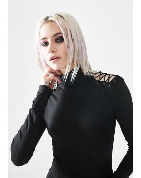 Lace Up Turtleneck Top