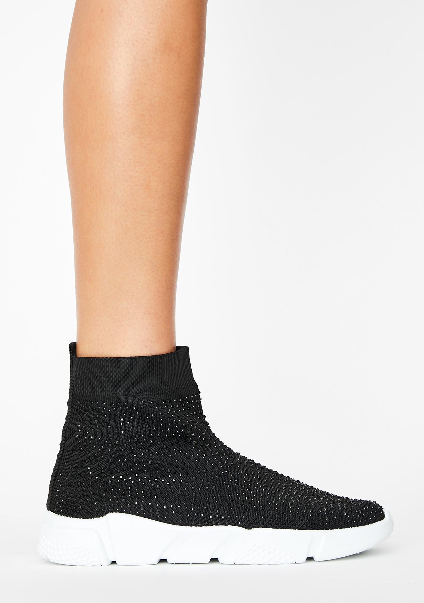 black sparkly sock trainers