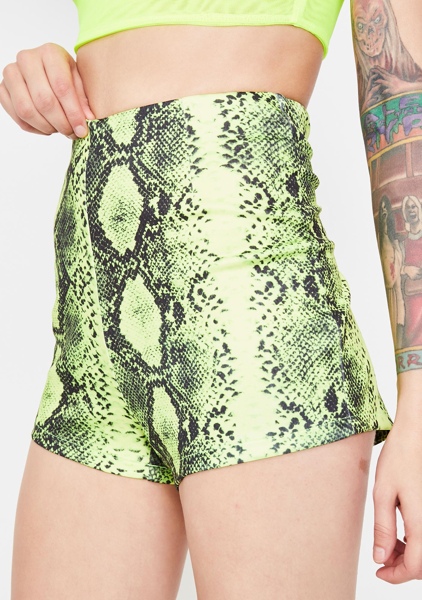 Green Snakeskin High Waist Shorts | Dolls Kill