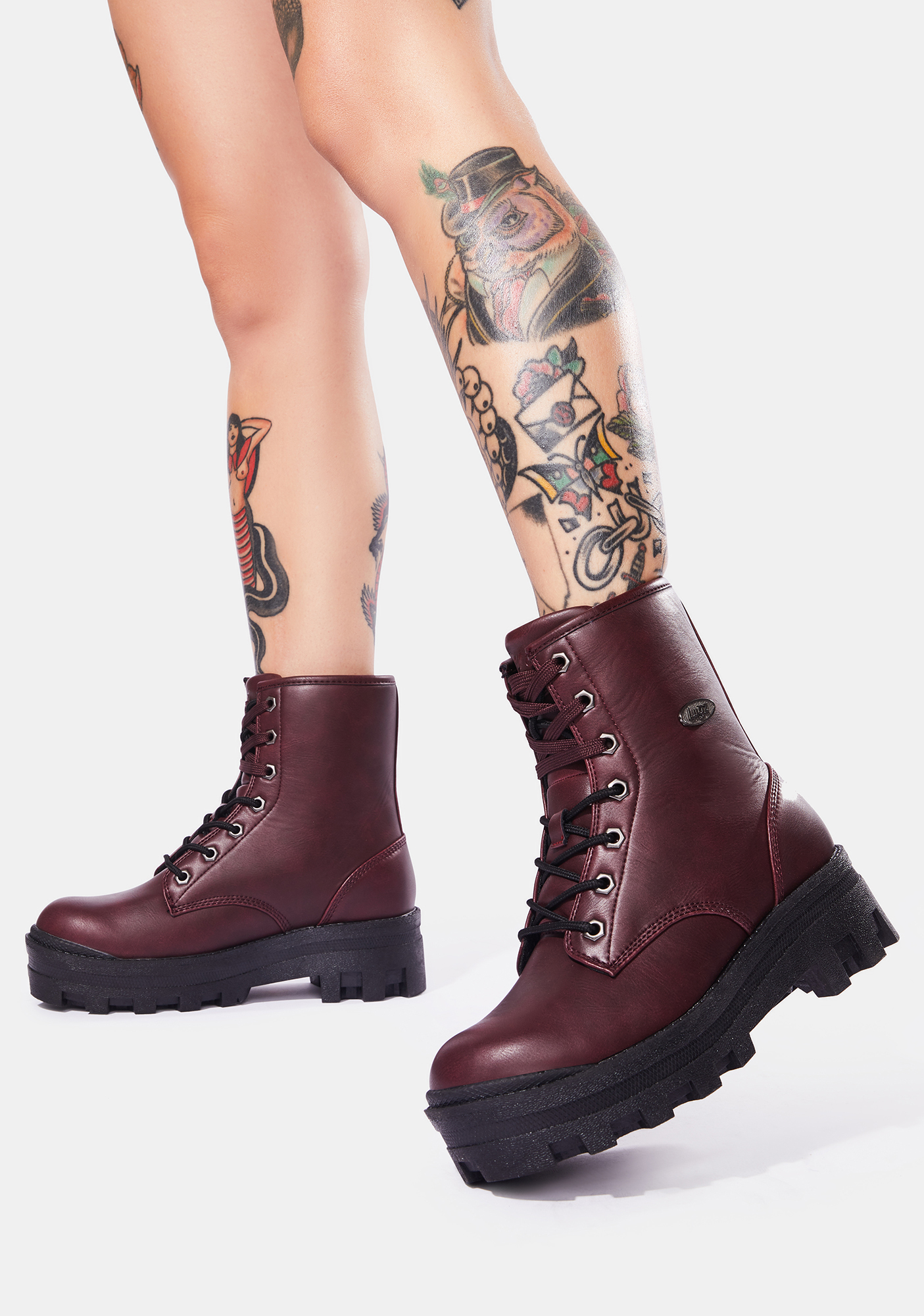 wine combat boots