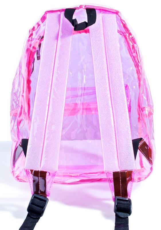 pink brand clear backpack