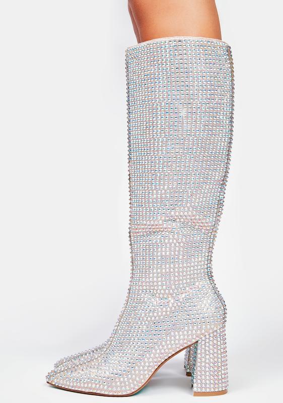 rhinestone knee boots