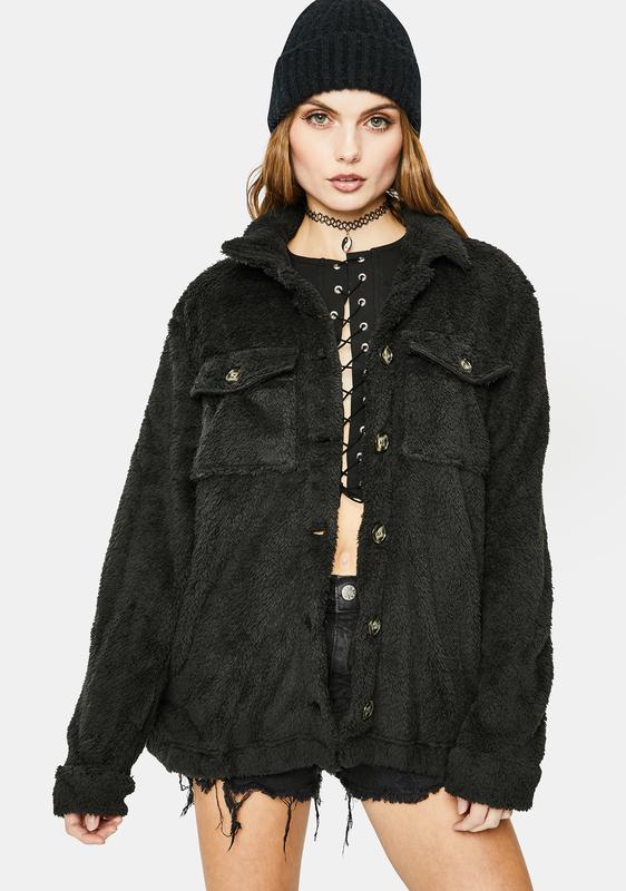 fuzzy jacket black