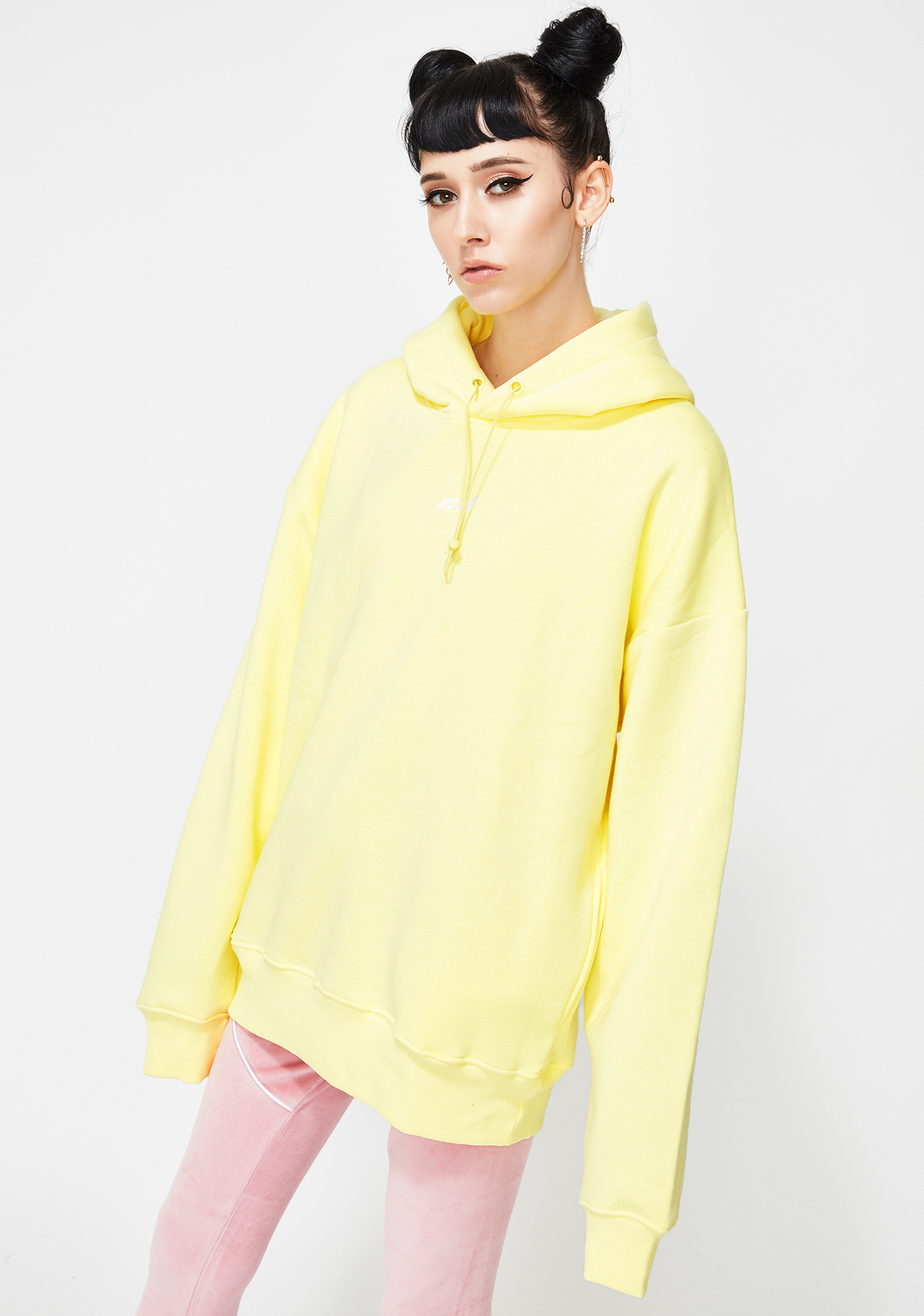 Criminal Damage Yellow Oversized Hoodie | Dolls Kill