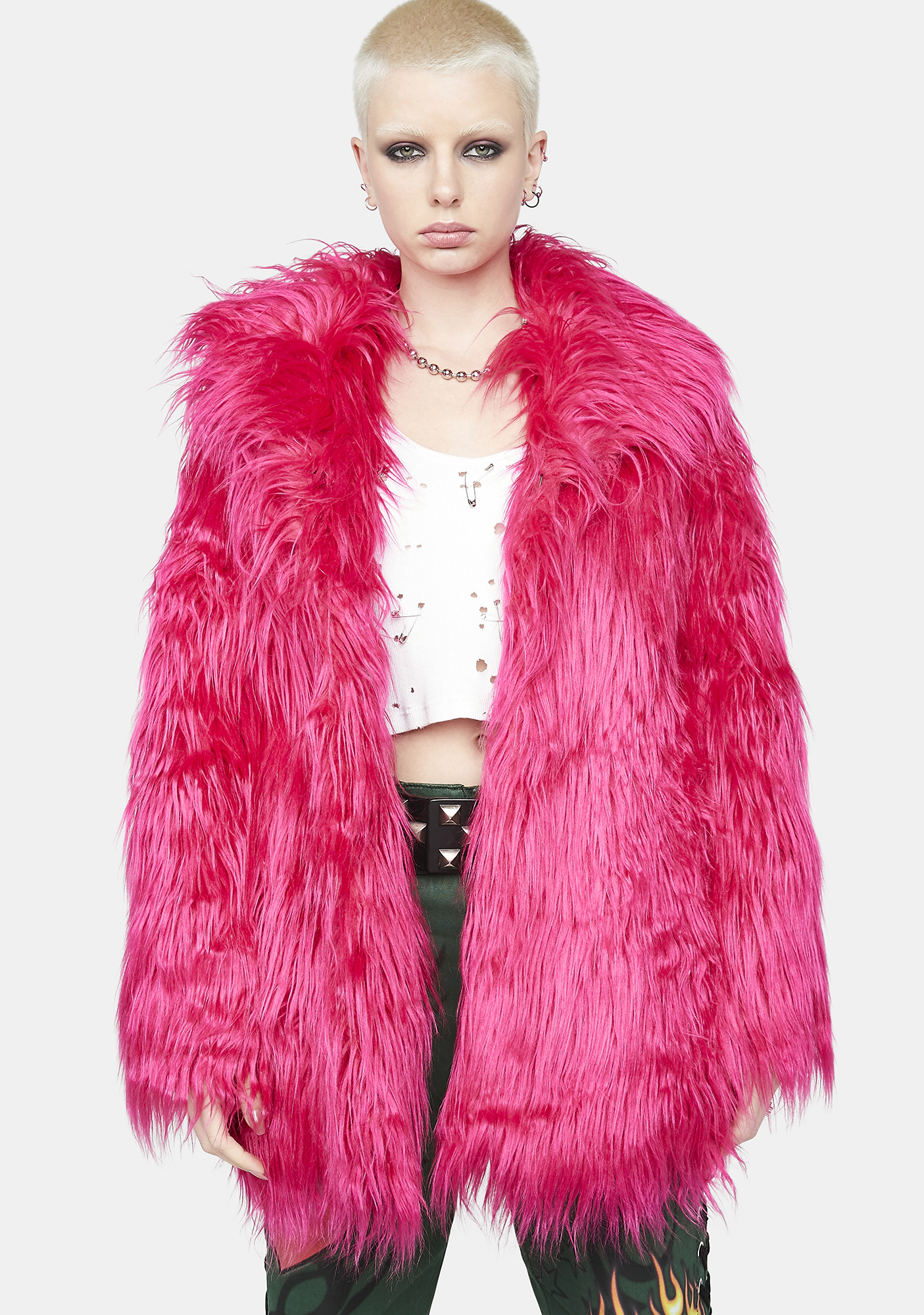 pink shaggy jacket