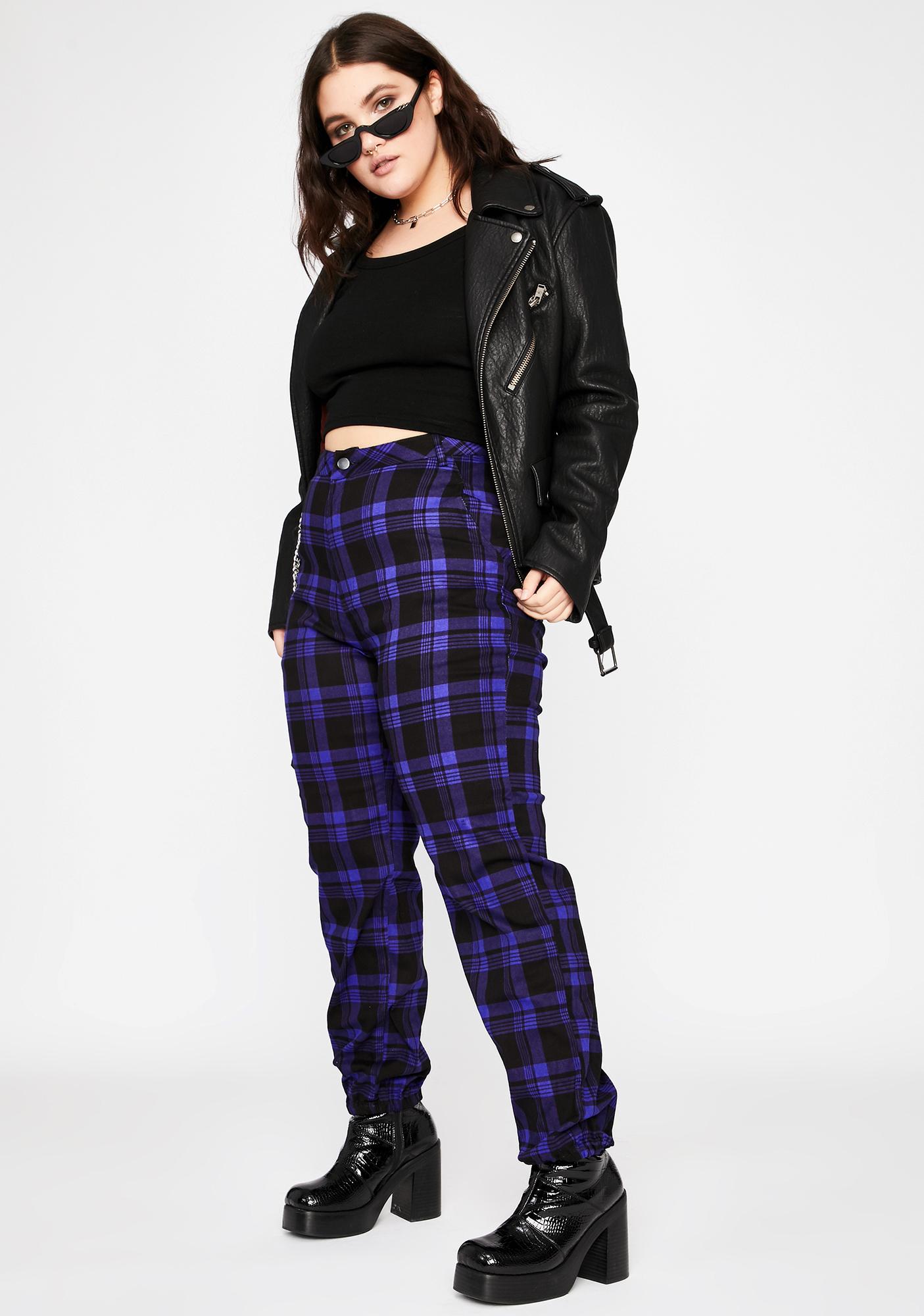 plaid joggers womens