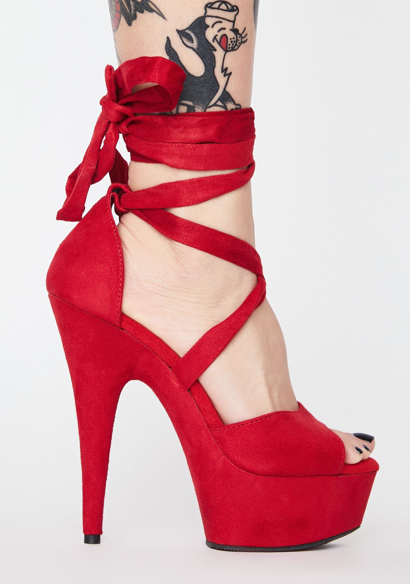 red lace up heels amazon