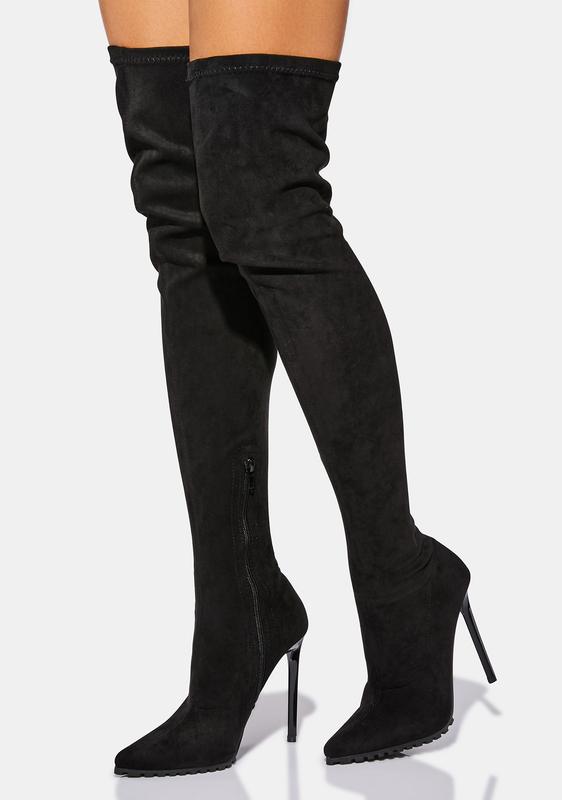 thigh high stiletto boots suede