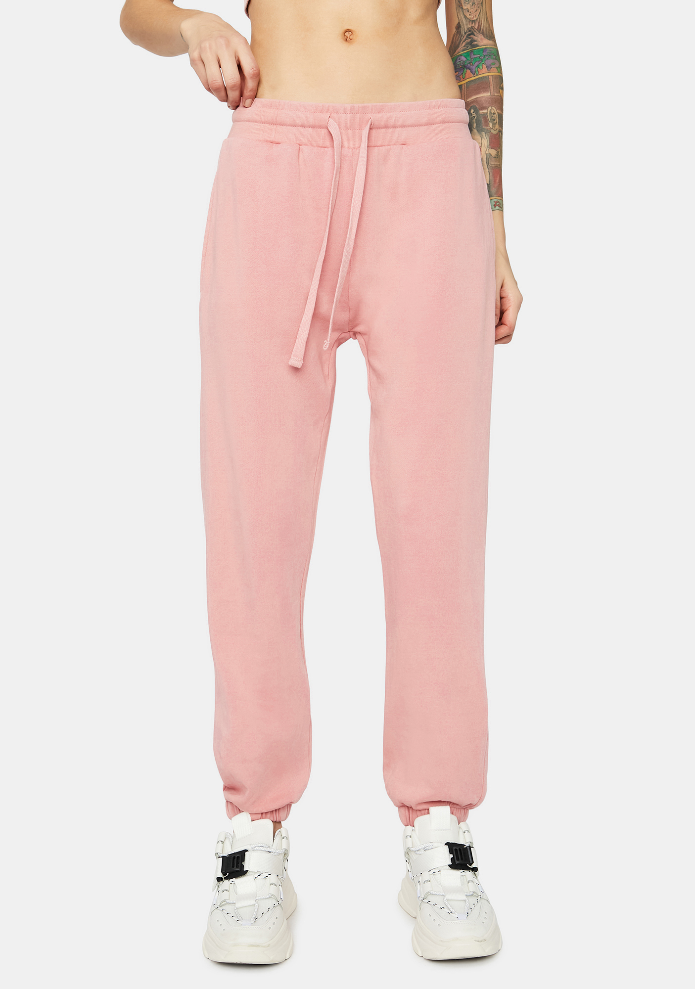 pink drawstring sweatpants
