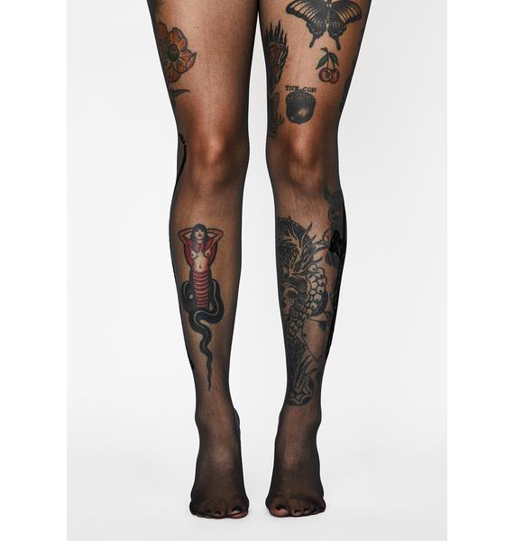 Glasses prison tattoo pantyhose