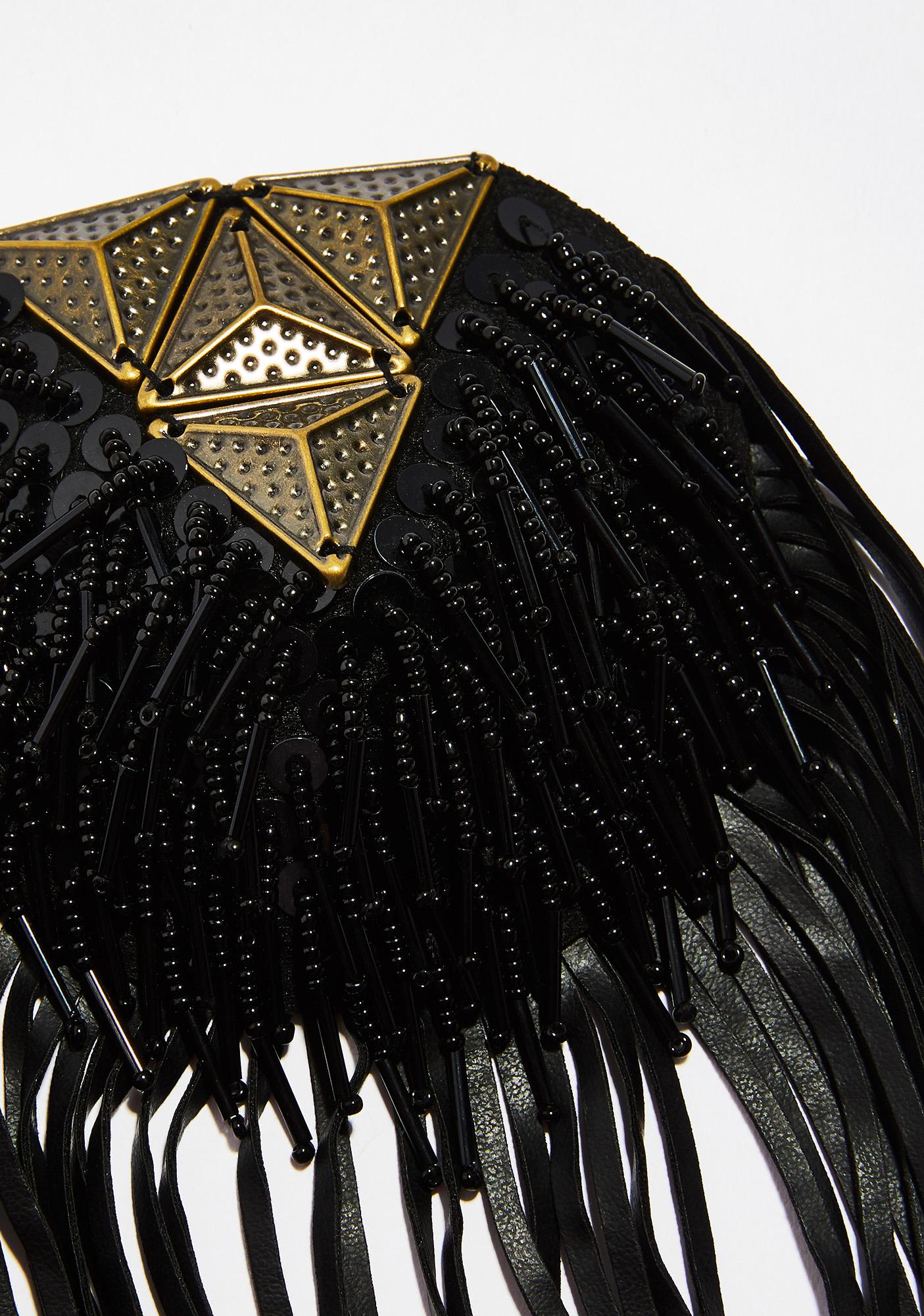 Black Sequin Fringe Epaulettes | Dolls Kill