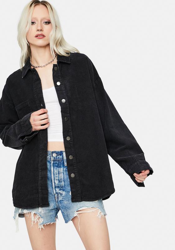 oversized black cord jacket