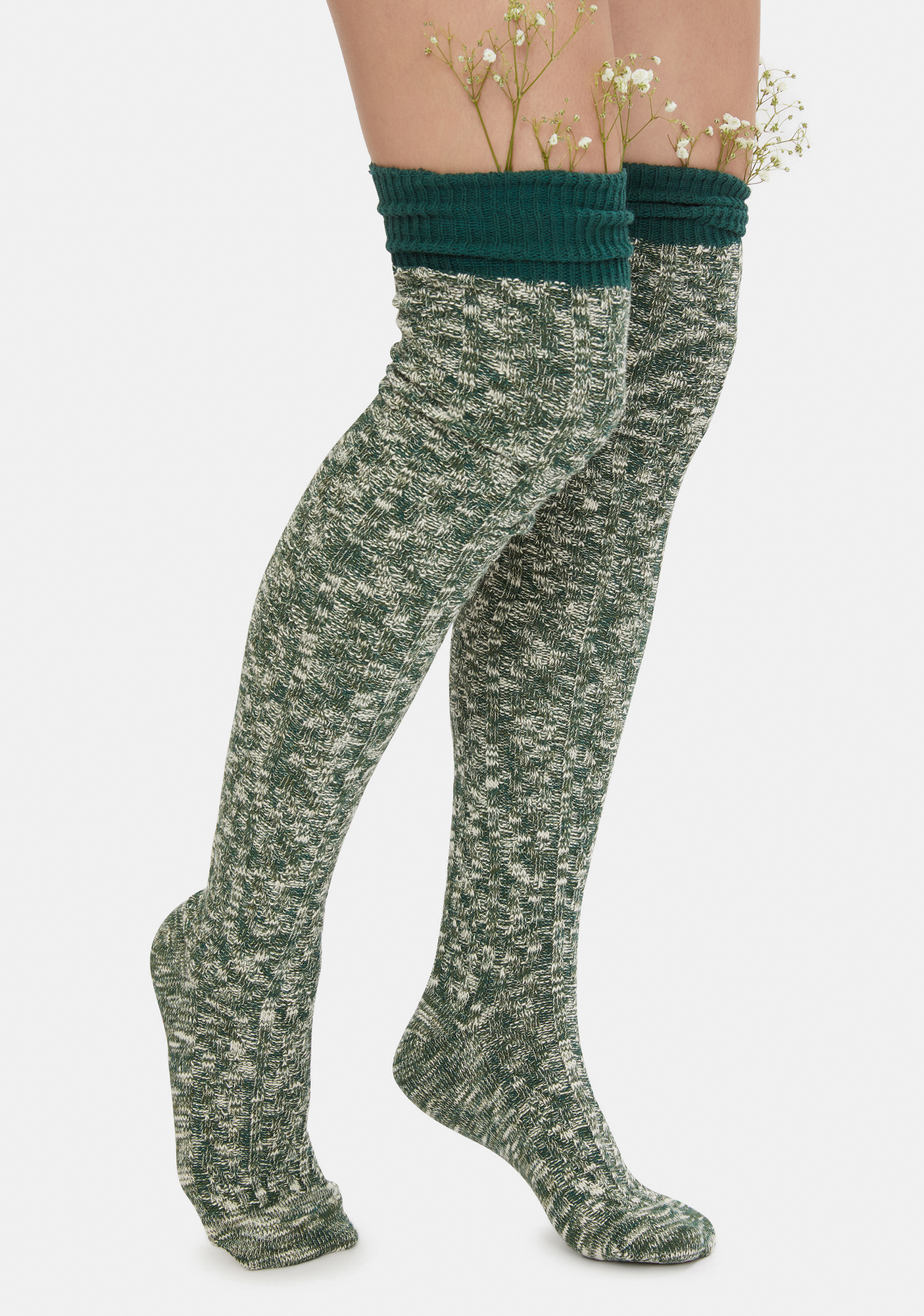 Knitted Thigh High Socks - Green | Dolls Kill