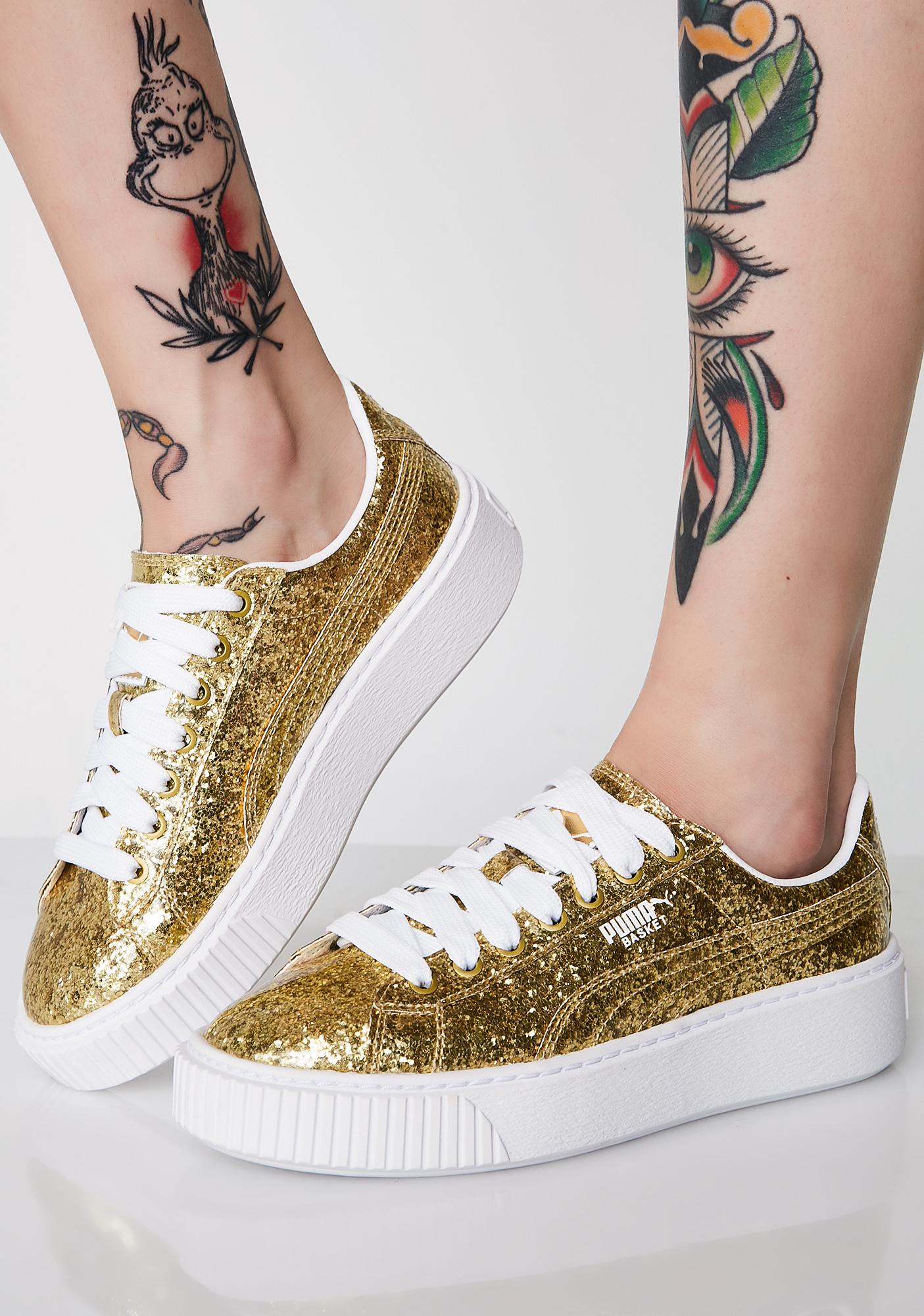puma gold glitter shoes