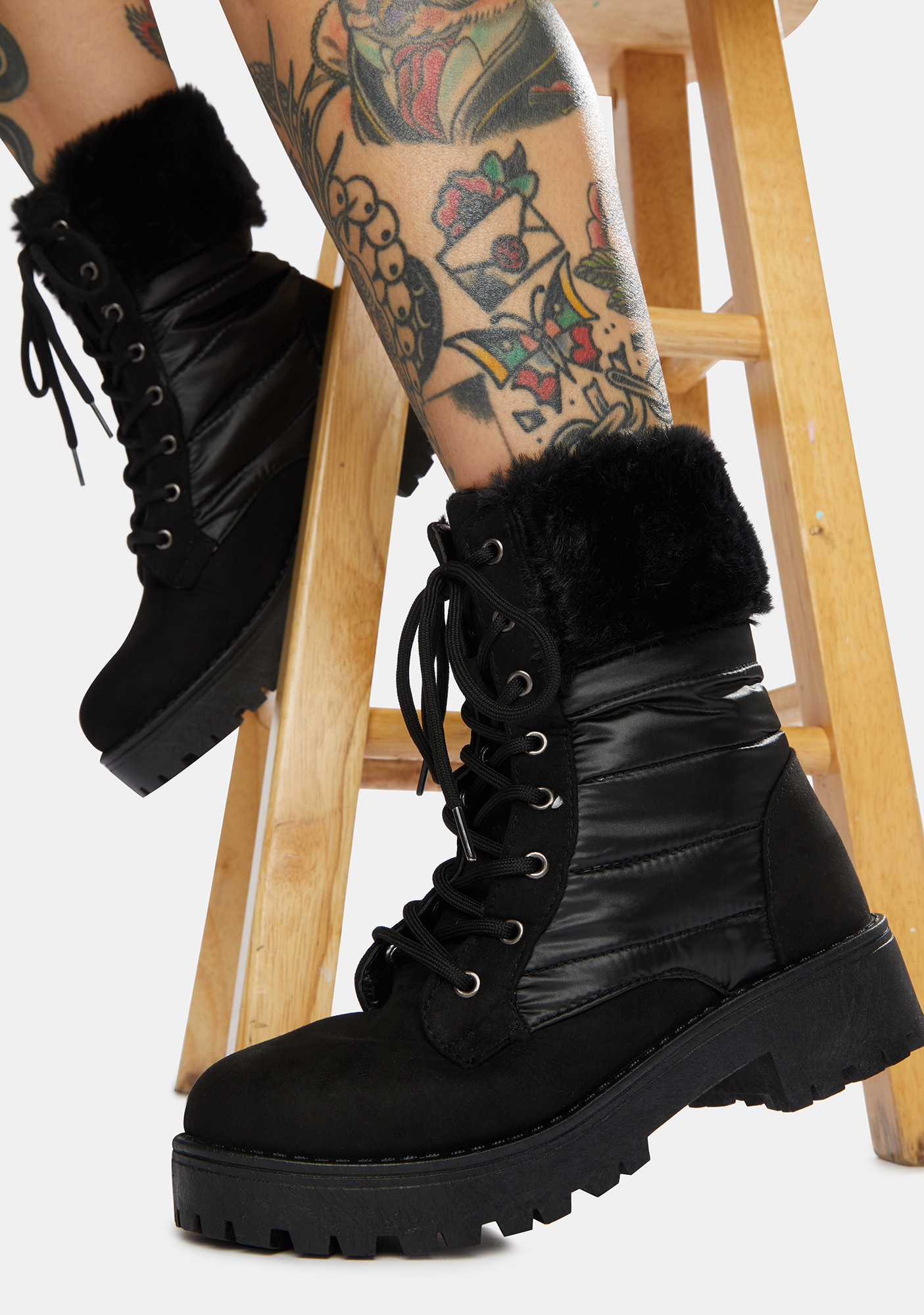 faux leather lace up platform ankle boots