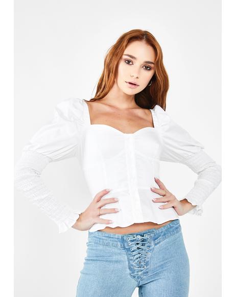 Puff Sleeve Sweetheart Blouse