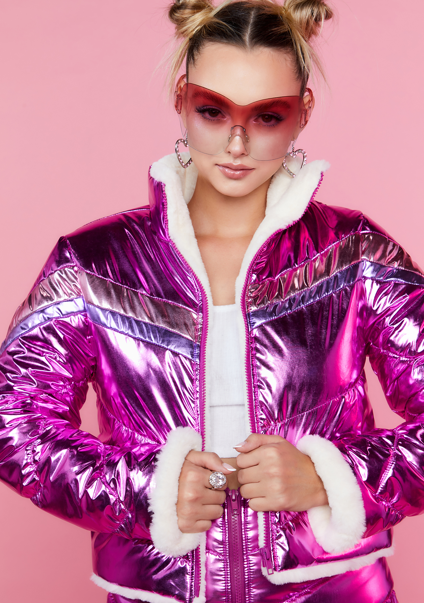 hot pink metallic jacket