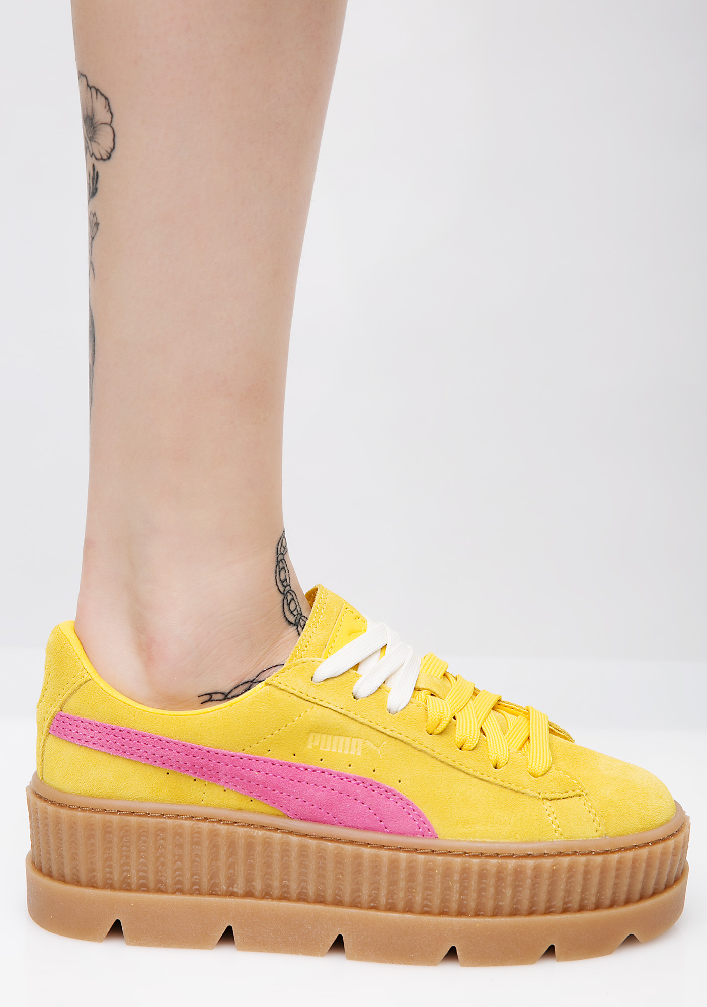 puma creepers yellow and pink