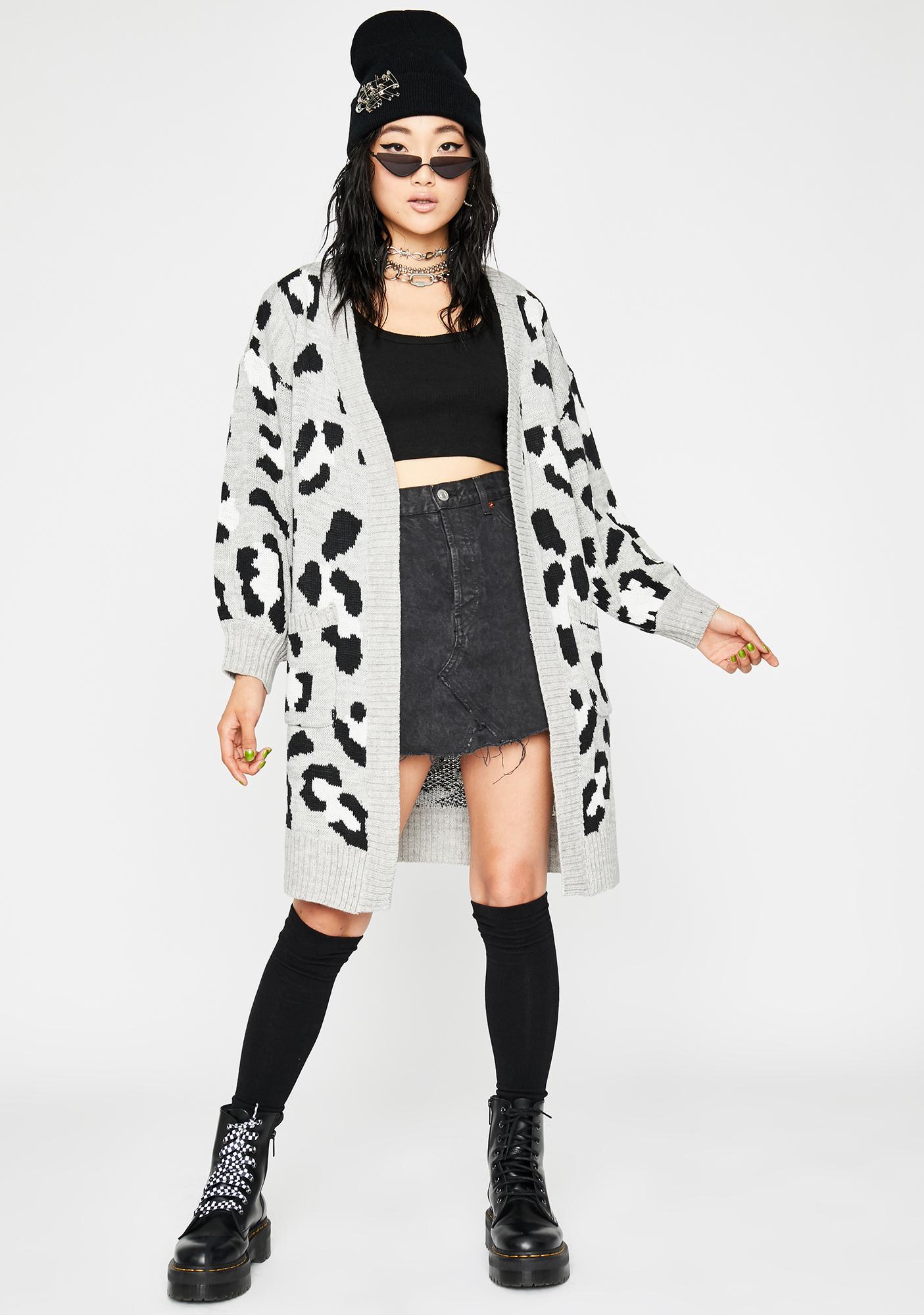 Longline Leopard Knit Cardigan Dolls Kill