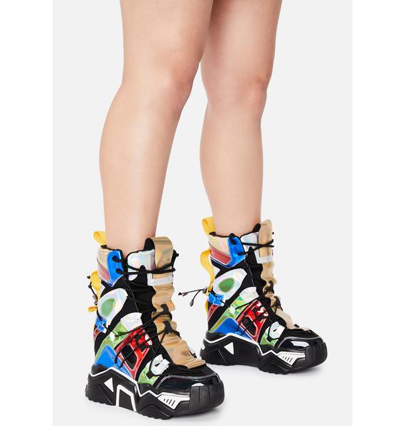 Anthony Wang Black Holographic Game Changer Ankle Boots | Dolls Kill