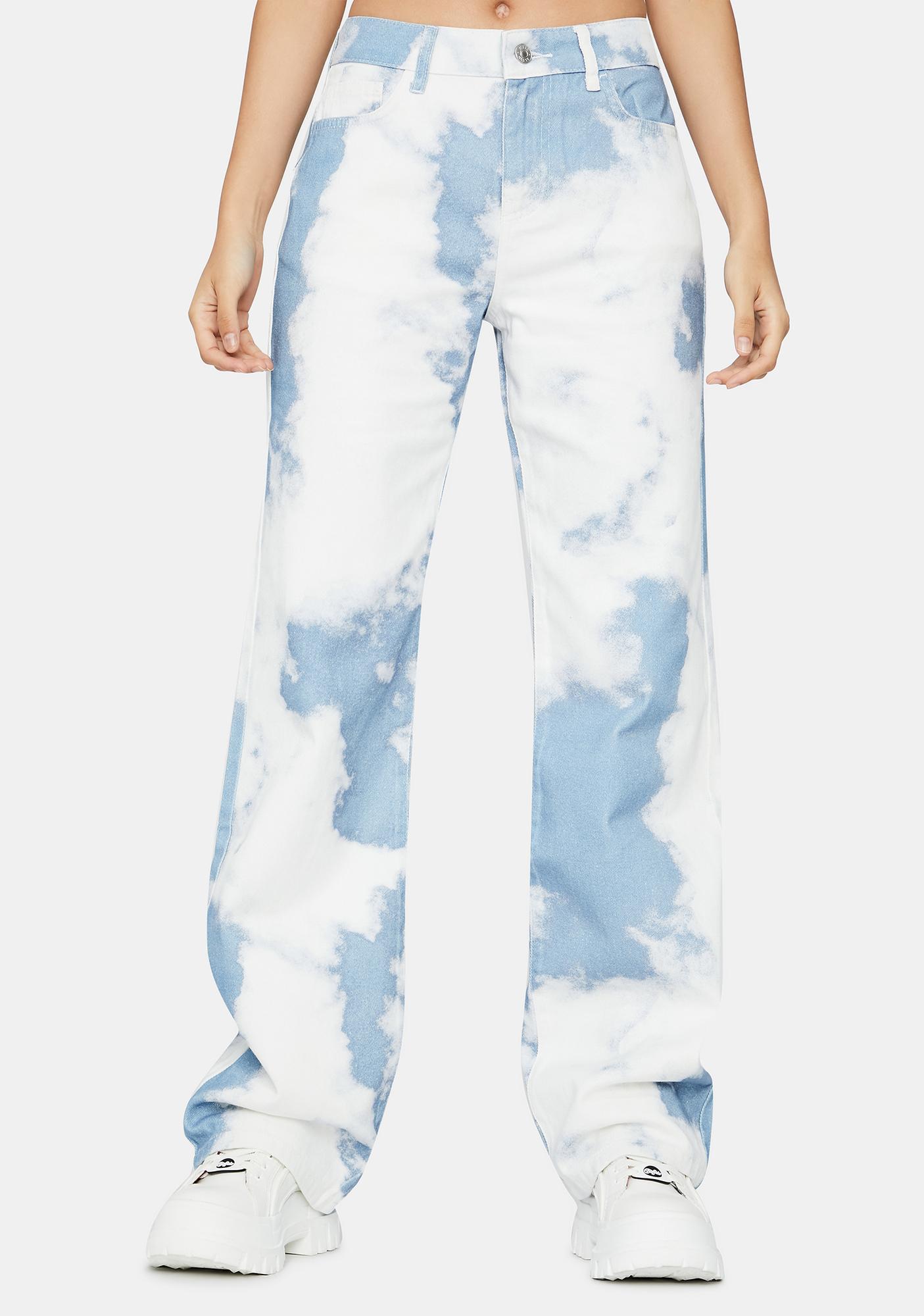 cloud print jeans