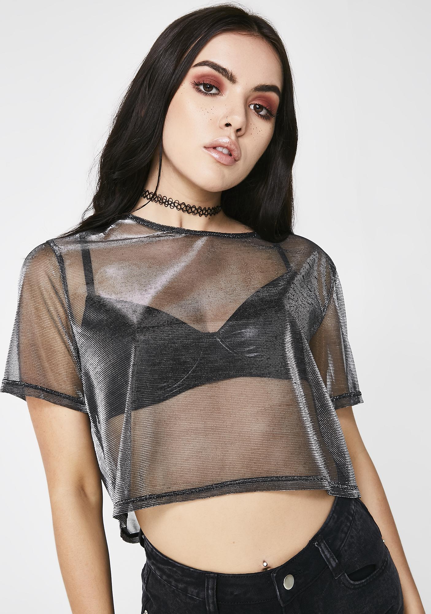 silver mesh crop top