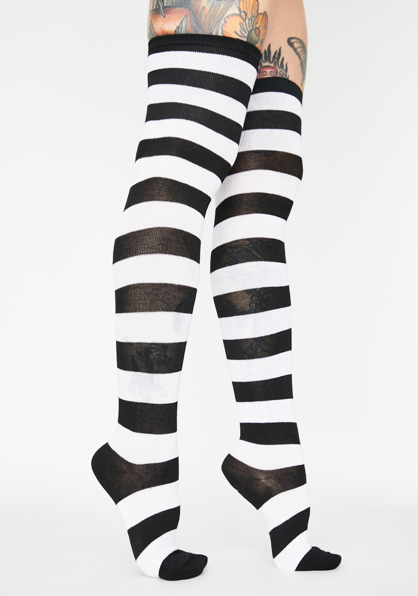Widow Stripe Thigh High Socks Black Dolls Kill