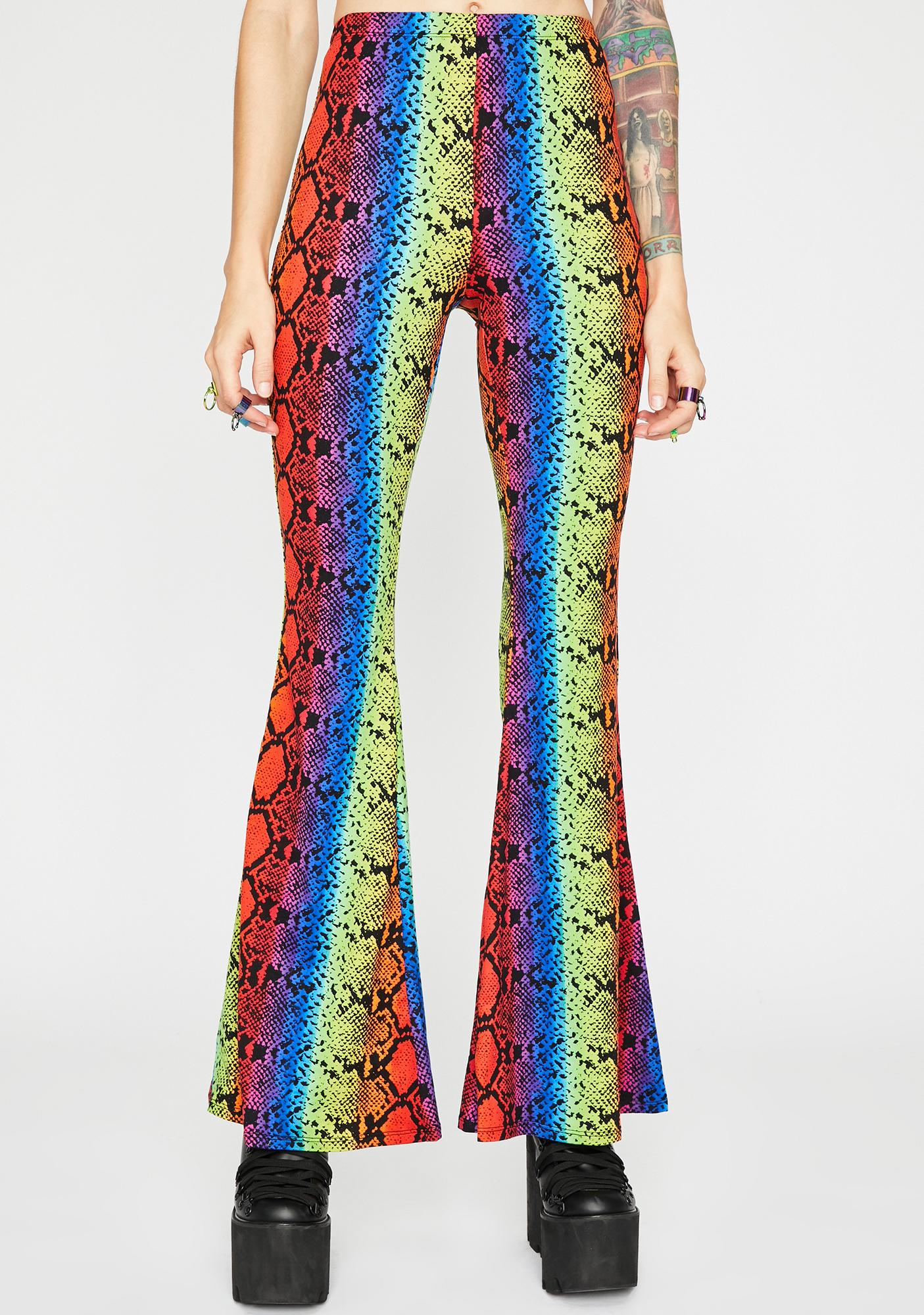 flare snakeskin pants